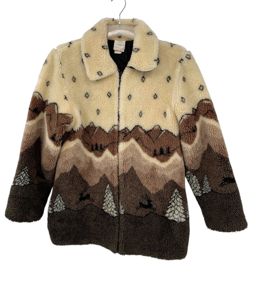 Vtg Canadian Outdoors Fleece Jacket Womens S Full Zip made Canada Mountains Deer